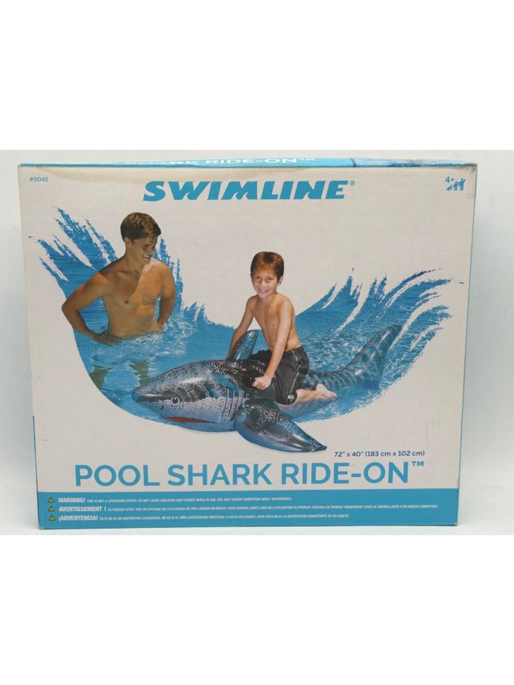 Swimline Pool Shark Ride-On Inflatable With Handles 72" x 40" For Ages 4+